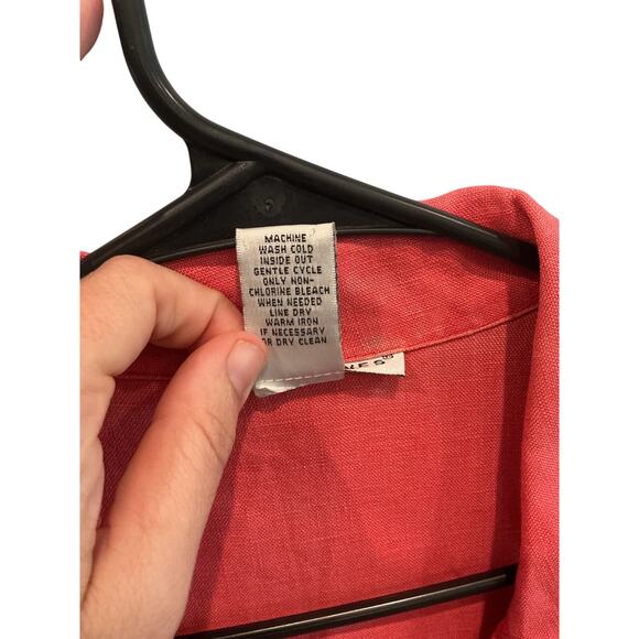 Vintage Jillian Jones Women Linen Midi Dress Size 6 Red Button Front Embroidered - Picture 6 of 8